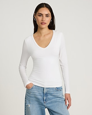 Supersoft Fitted Double Layer V-neck Long Sleeve Tee Express