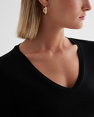 Supersoft Fitted Double Layer V-Neck Long Sleeve Tee - image 2