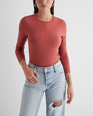 Nicole by Nicole Miller solid black cotton long sleeve round