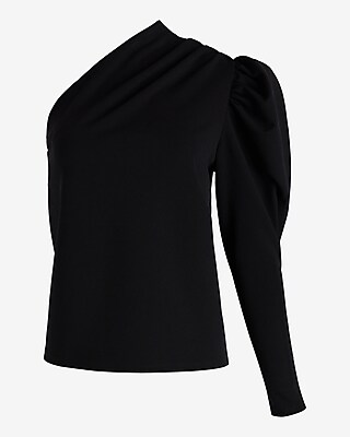 Skimming One Shoulder Puff Sleeve Top