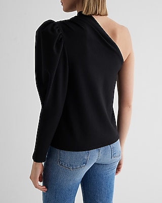 Skimming One Shoulder Puff Sleeve Top