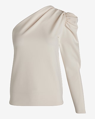 Skimming One Shoulder Puff Sleeve Top - image 5