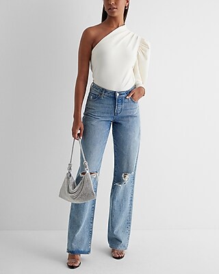 Skimming One Shoulder Puff Sleeve Top - image 4