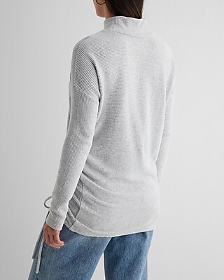 Ribbed Cozy Knit Mock Neck Cinched Side Top - image 3