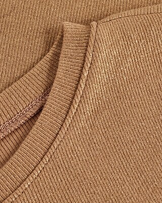 Shine Fitted Ribbed Crew Neck Long Sleeve Tee