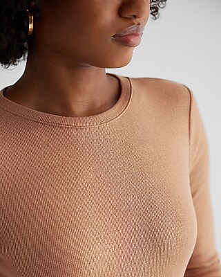 Shine Fitted Ribbed Crew Neck Long Sleeve Tee