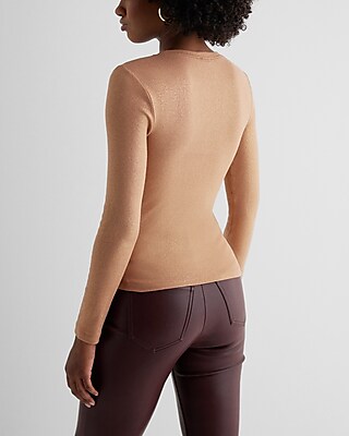 Shine Fitted Ribbed Crew Neck Long Sleeve Tee