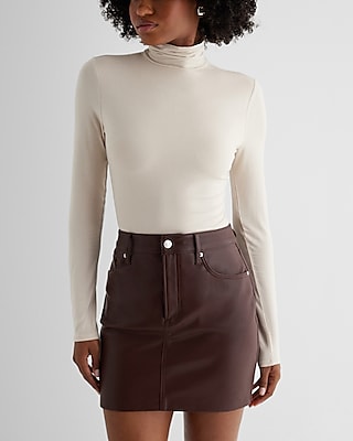 Supersoft Shine Fitted Mock Neck Long Sleeve Bodysuit | Express