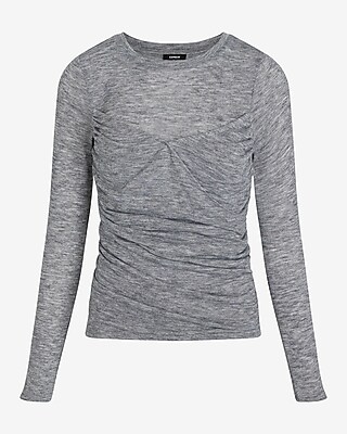 Fitted Light Weight Crew Neck Wrap Front Tee