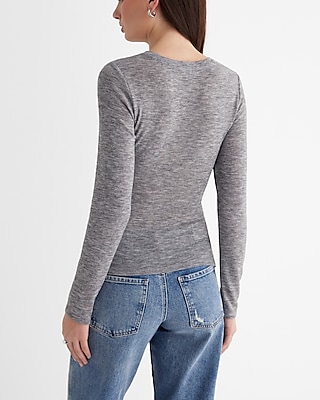 Fitted Light Weight Crew Neck Wrap Front Tee