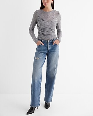 Fitted Light Weight Crew Neck Wrap Front Tee