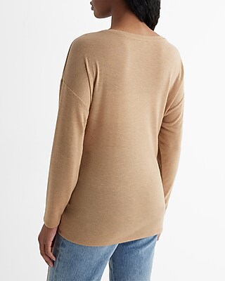 Skimming Lightweight Crew Neck Long Sleeve Tie Front Tee - thumbnail 10