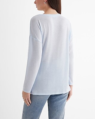 Skimming Lightweight Crew Neck Long Sleeve Tie Front Tee