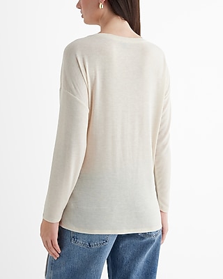 Skimming Lightweight Crew Neck Long Sleeve Tie Front Tee