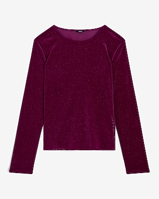 Sheer Shine Crew Neck Long Sleeve Tee