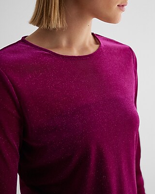 Sheer Shine Crew Neck Long Sleeve Tee