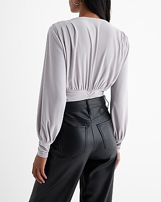 Skimming Surplice V-Neck Ruched Bodysuit