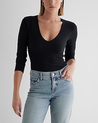 Body Contour Cozy V-neck Long Sleeve Bodysuit