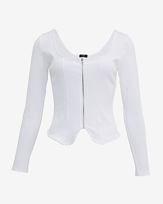 Square Neck Long Sleeve Zip Front Tee - image 5