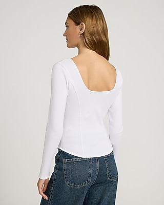 Square Neck Long Sleeve Zip Front Tee - image 3
