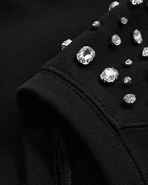 GB ORIGINAL! Hoodie Sweatshirt in Black w/ Swarovski Crystal Drawstrin –  Glitzy Bella