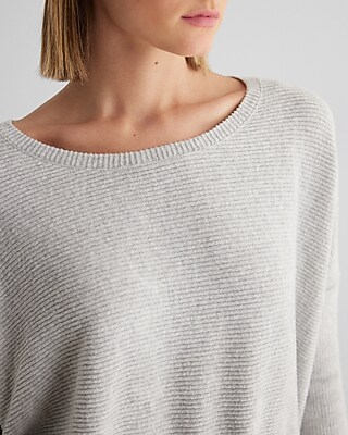 Ribbed Cozy Knit Crew Neck Cinched Hem Top