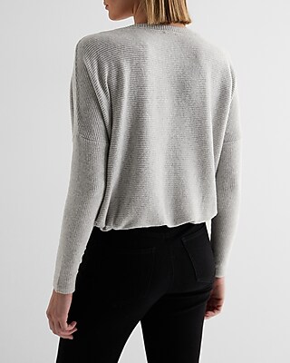 Ribbed Cozy Knit Crew Neck Cinched Hem Top