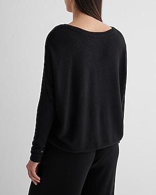 Ribbed Cozy Knit Crew Neck Cinched Hem Top