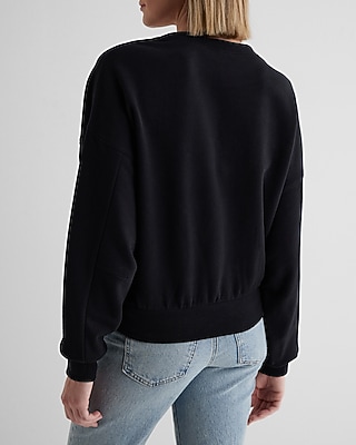 Floral Embellished Crew Neck Fleece Sweatshirt - image 3