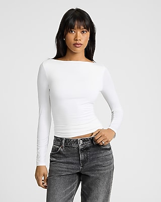 Supersoft Fitted Boat Neck Long Sleeve Tee