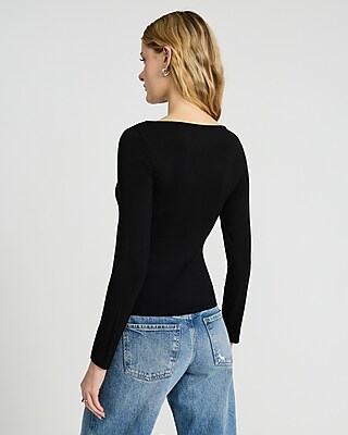 Supersoft Fitted Boat Neck Long Sleeve Tee