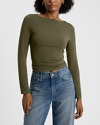 Supersoft Fitted Boat Neck Long Sleeve Tee | Express