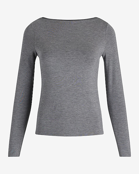 Supersoft Fitted Boat Neck Long Sleeve Tee | Express Supersoft Fitted Boat Neck Long Sleeve Tee | Express