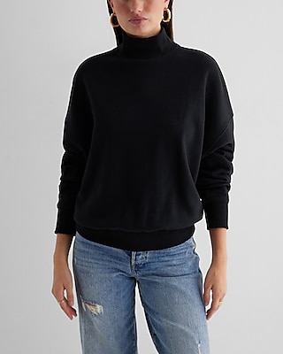 Relaxed Mock Neck Fleece Sweatshirt | Express