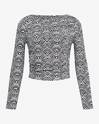 Boat Neck Long Sleeve Ruched Tee