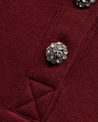 EX HENLEY SWTSHRT W CRYSTAL BUTTONS 8611219:TRUE WHITE:S