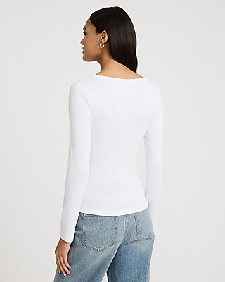 Fitted Ribbed Long Sleeve Henley Tee