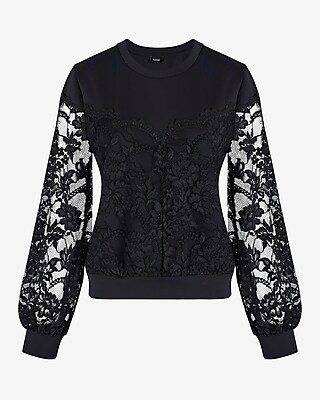 Lace Crew Neck Sweatshirt