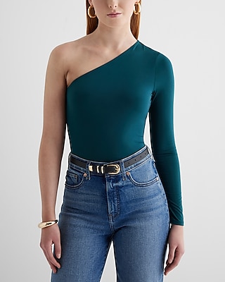 Body Contour Compression One Shoulder Long Sleeve Bodysuit