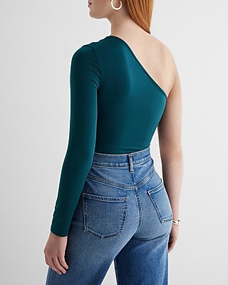 Body Contour Compression One Shoulder Long Sleeve Bodysuit