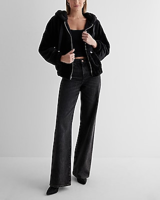 Faux Fur Zip Up Hoodie