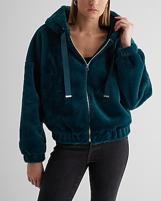 Faux Fur Zip Up Hoodie | Express