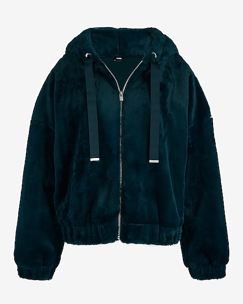 Faux Fur Zip Up Hoodie | Express Faux Fur Zip Up Hoodie | Express