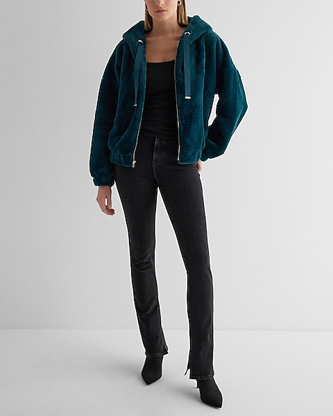 Faux Fur Zip Up Hoodie | Express Faux Fur Zip Up Hoodie | Express