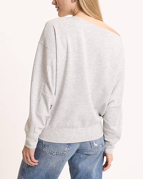 Relaxed Luxe Lounge Off The Shoulder Sweatshirt | Express Relaxed Luxe Lounge Off The Shoulder Sweatshirt | Express