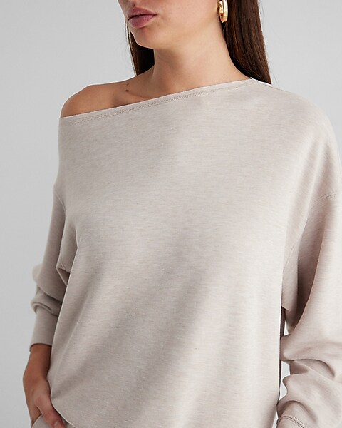 Relaxed Luxe Lounge Off The Shoulder Sweatshirt | Express