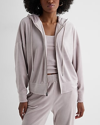 Relaxed Velour Zip Up Hoodie Women's