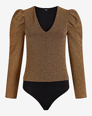 Shine V-Neck Puff Sleeve Bodysuit