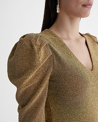 Shine V-Neck Puff Sleeve Bodysuit