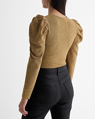 Shine V-Neck Puff Sleeve Bodysuit
